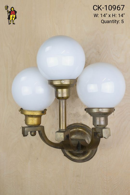 Three Light Brass Wall Sconce