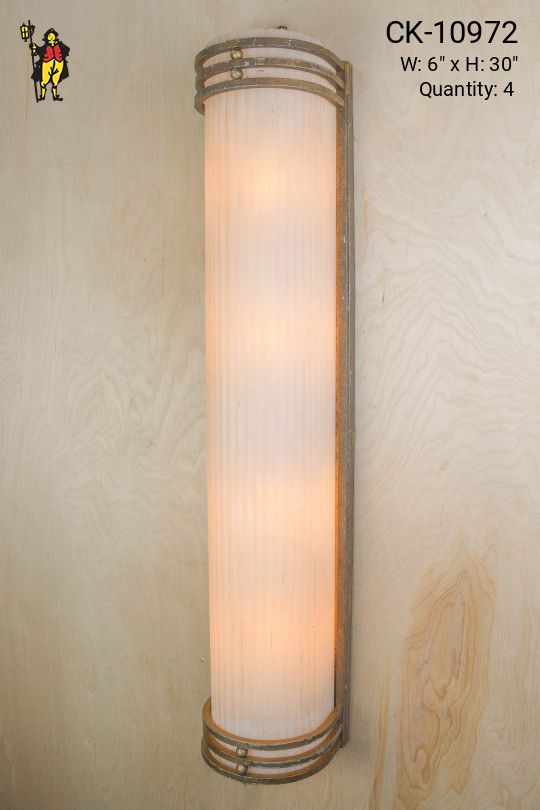 30" Brass Four Light Frosted Wall Sconce