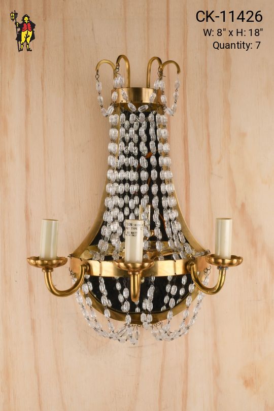 Three Light Crystal Basket Wall Sconce