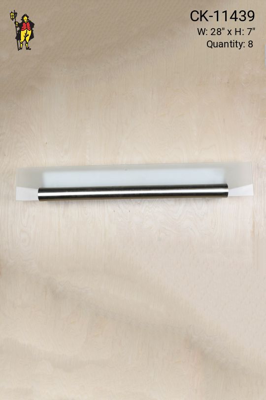 Modern Two Foot Glass & Nickel Wall Sconce