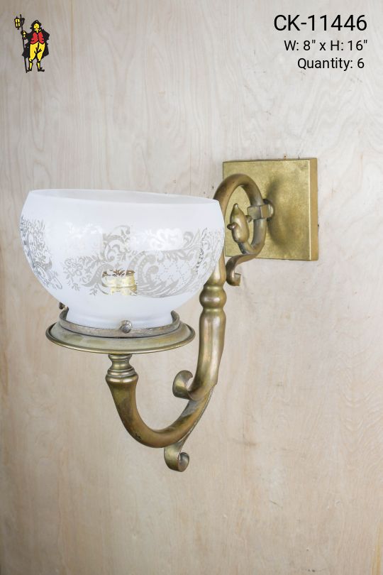 Victorian Brass Curved Arm Wall Sconce