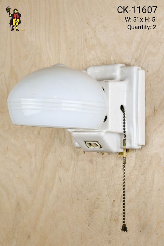 Single Down Light Porcelain Wall Sconce w/Pull Chain