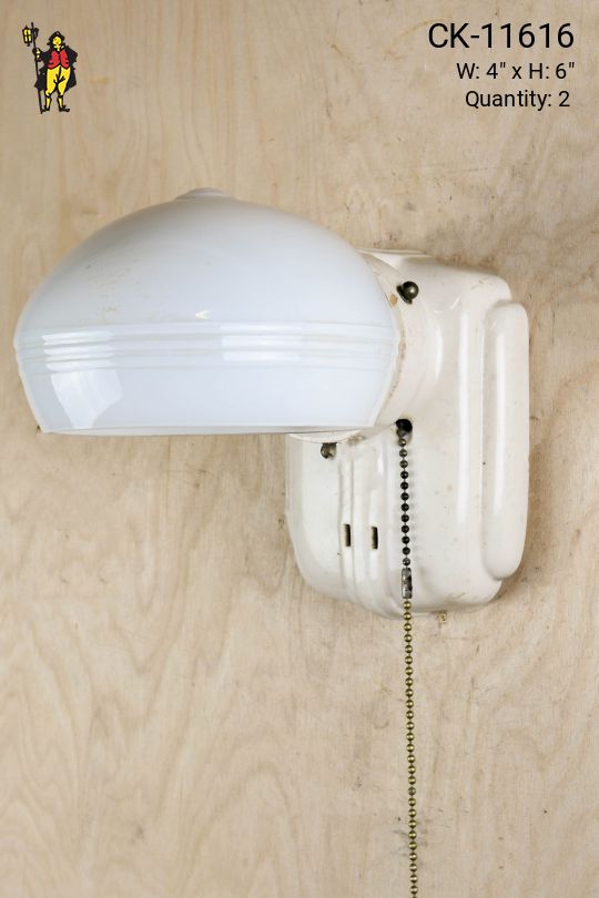 Single Downlight Porcelain Wall Sconce w/Pull Chain