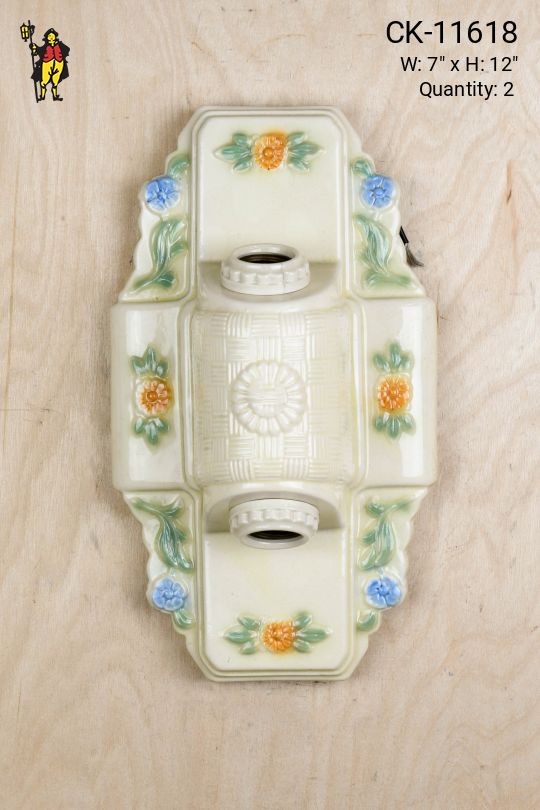 Two Light Floral Porcelain Wall Sconce