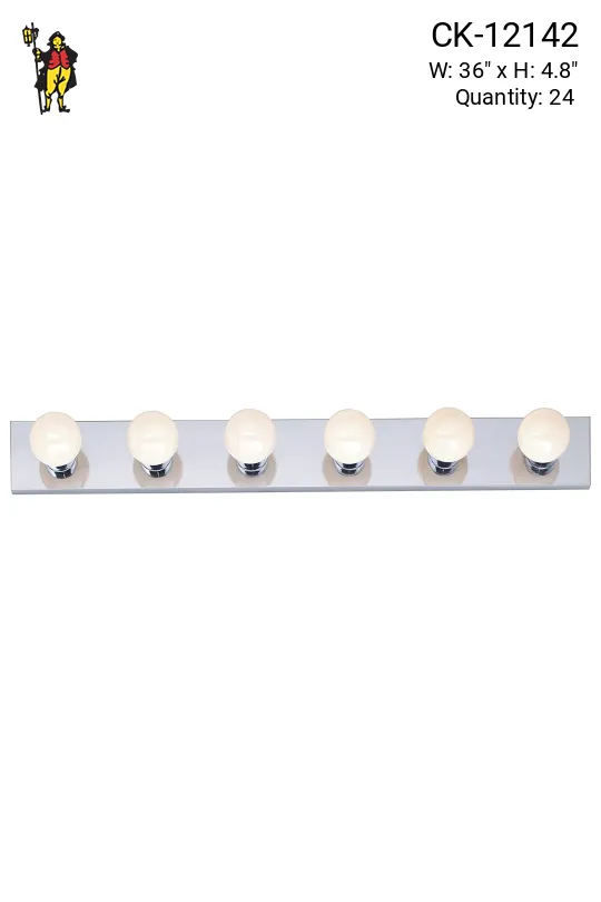 36" Polished Chrome Six Light Vanity Light