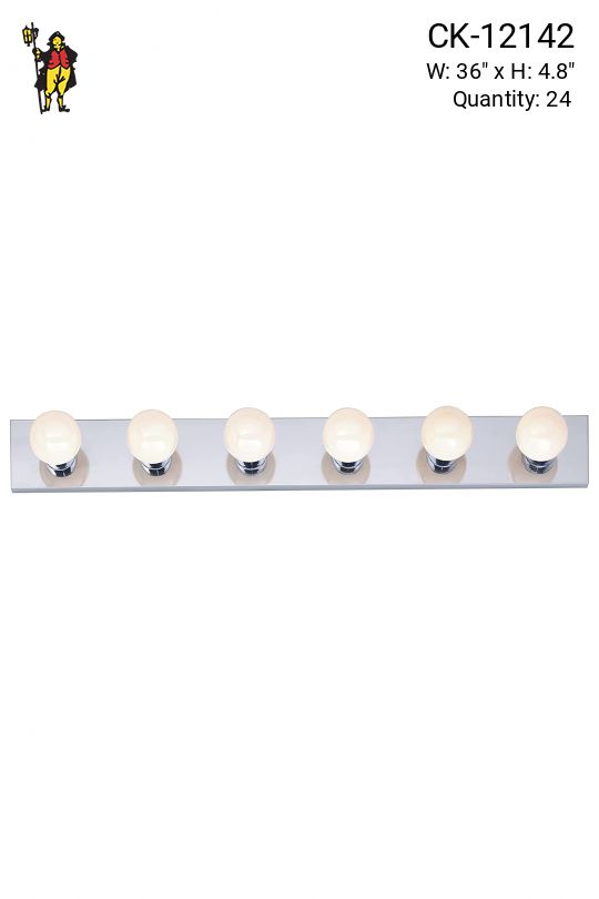 36" Polished Chrome Six Light Vanity Light
