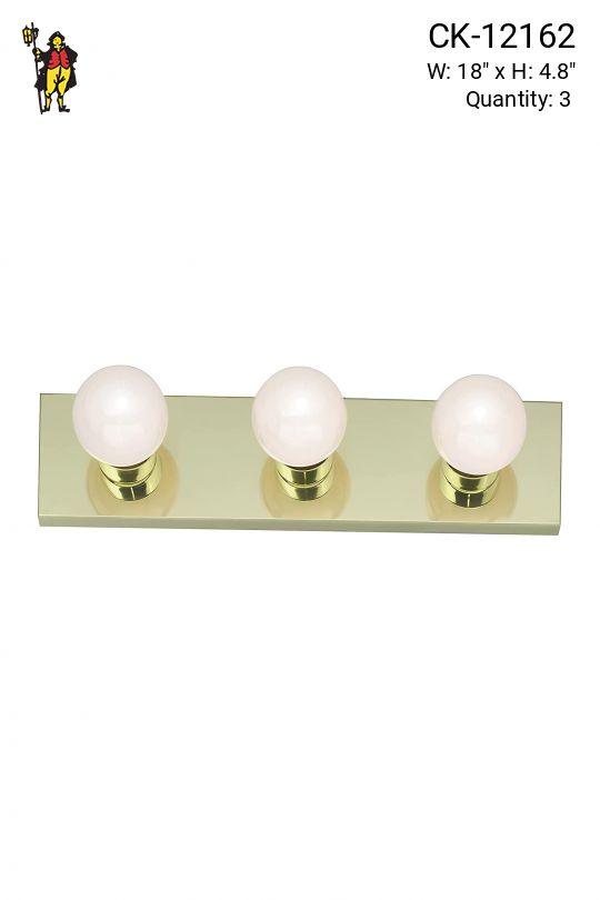 18" Polished Brass Three Light Vanity Light