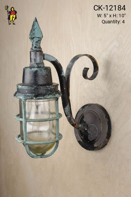 Gothic Curved Arm Wall Mounted Cage Light