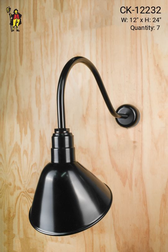 12" Curved Arm Black Billboard Wall Light