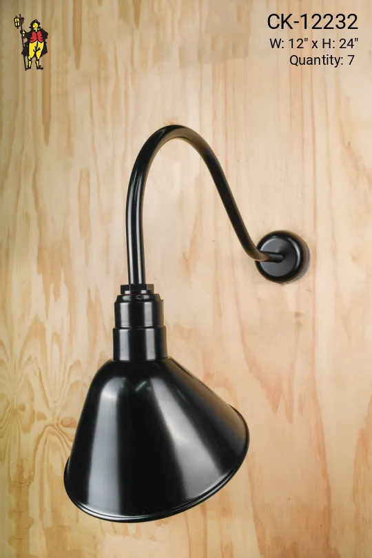 12" Curved Arm Black Billboard Wall Light