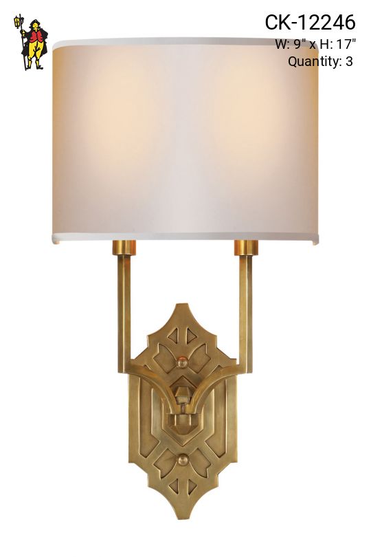 Two Light Antique Brass Wall Sconce