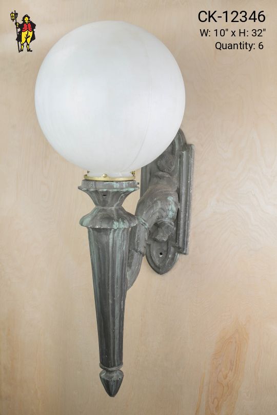 Single Globe Torch Style Outdoor Wall Light