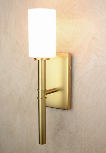 Single Light Glass Shaded Modern Brass Wall Sconce