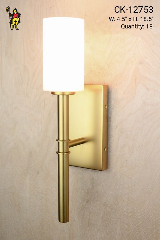 Single Light Glass Shaded Modern Brass Wall Sconce