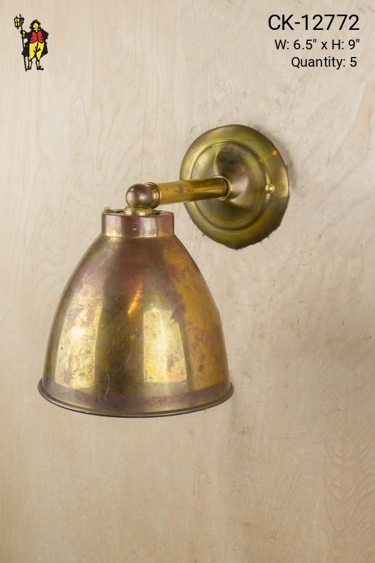 Single Down Light Brass Shaded Wall Sconce