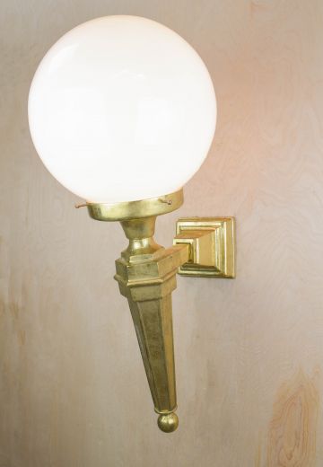 Torch Style Single Light Brass Wall Sconce