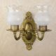 Two Light Brass Wall Sconce w/Hurricane Shades #0