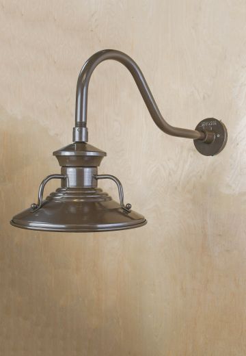 Bronze Curved Arm Atomic Down Light Wall Light