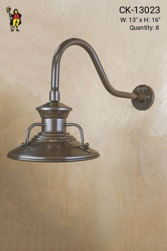 Bronze Curved Arm Atomic Down Light Wall Light