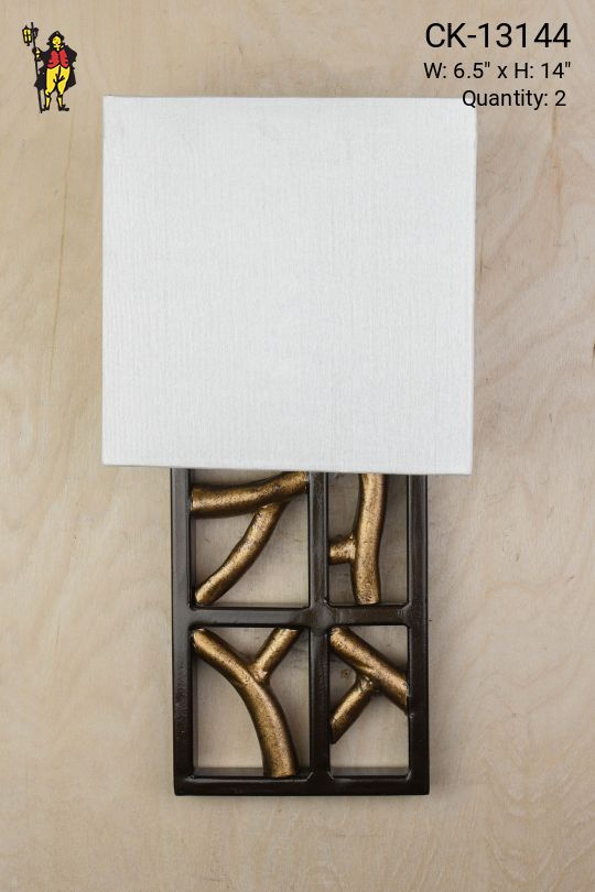 Modern Black & Brass Fabric Shaded Wall Sconce