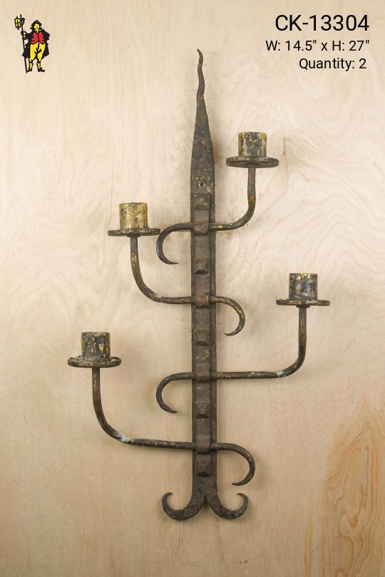Non-Electric Four Candle Holder Wall Sconce