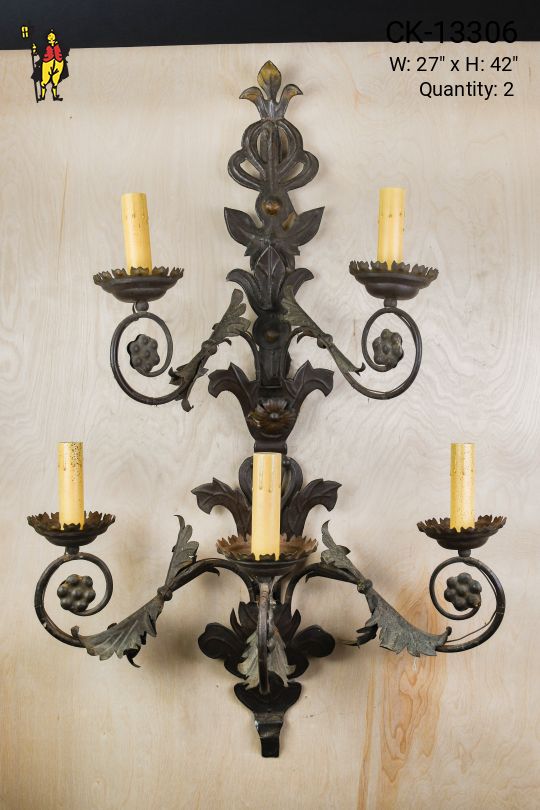 Five Candle Oversize Gothic Wall Sconce