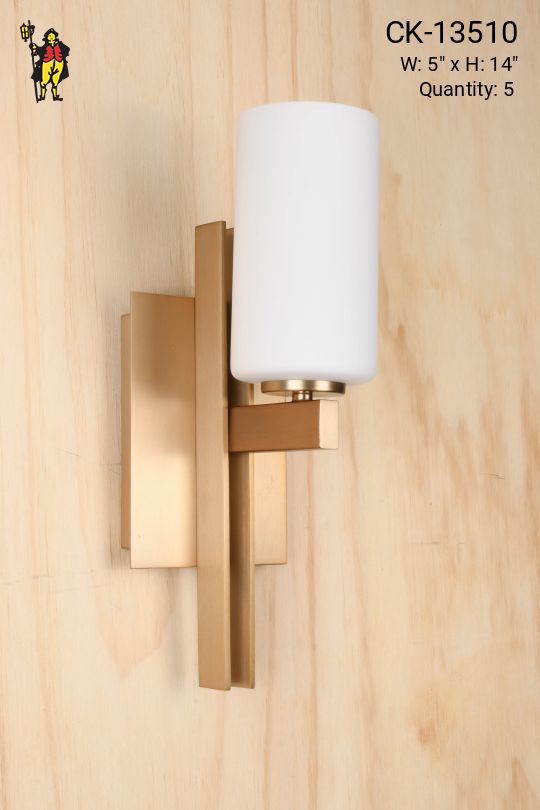 Antique Brass Glass Shaded Single Light Wall Sconce