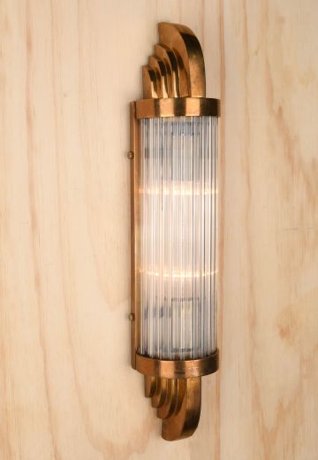 Antique Brass & Glass Rod Wall Sconce