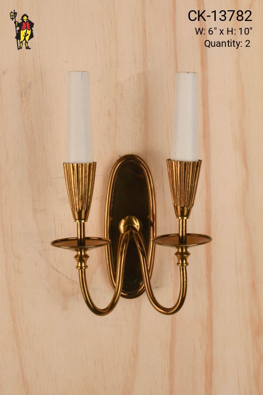 Two Light Polished Brass Wall Sconce