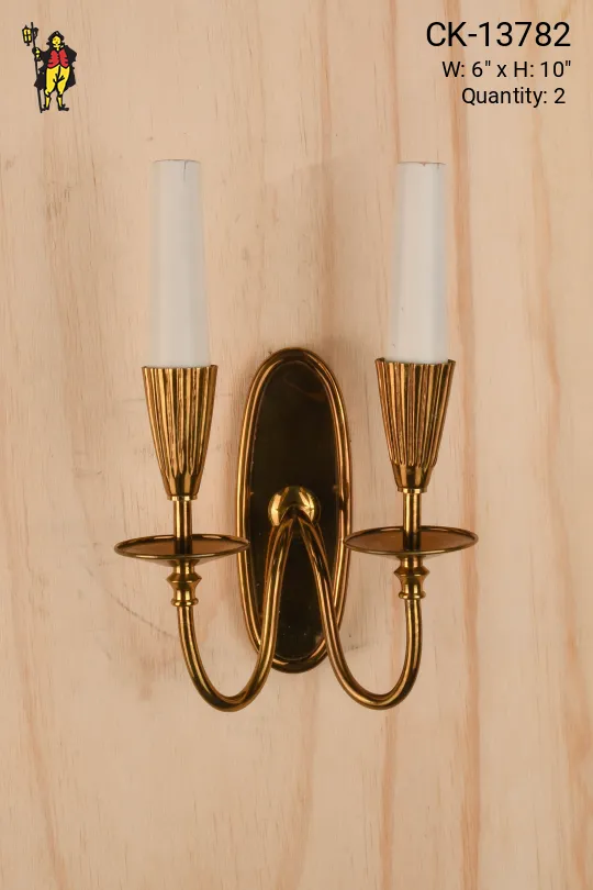 Two Light Polished Brass Wall Sconce