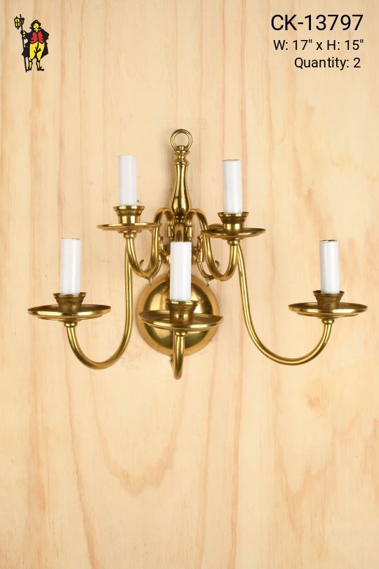 Five Light Brass Wall Sconce
