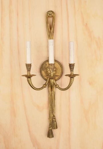 Three Light Traditional Brass Wall Sconce (One Mis-Matched Backplate)