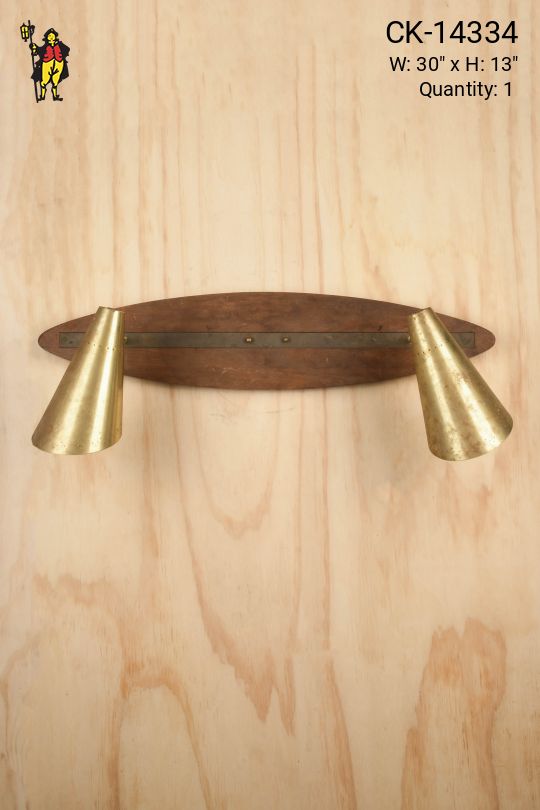 Two Light Brass Directional Wall Sconce on Wooden Mount