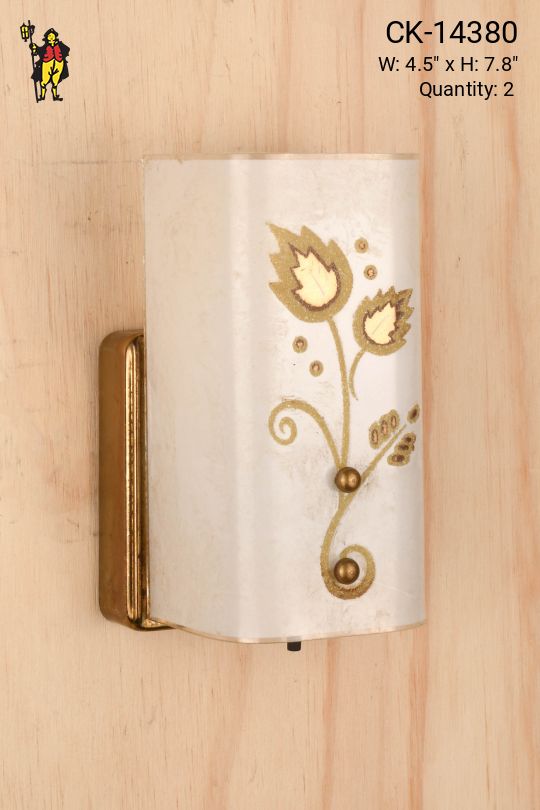 Floral Patterned Glass Shaded Wall Sconce