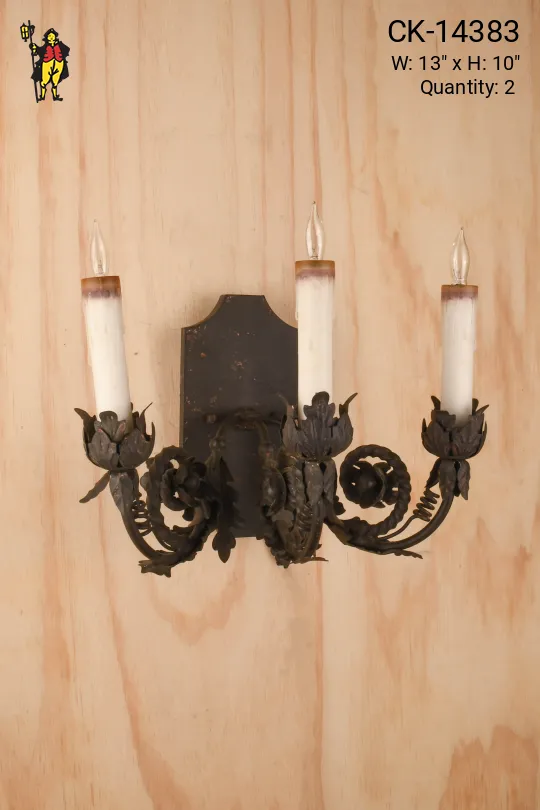 Three Candle Gothic Wall Sconce