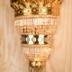 Oversize Brass & Crystal Two Tiered Wall Sconce #0