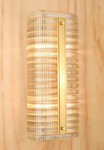 Glass & Brass Rounded Glass Wall Sconce