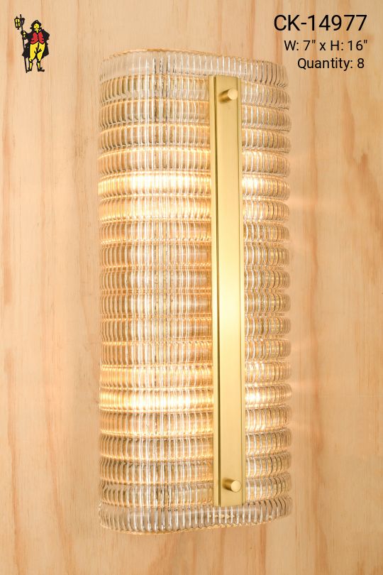 Glass & Brass Rounded Glass Wall Sconce