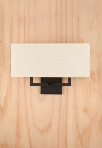 Black Two Light Fabric Shaded Wall Sconce