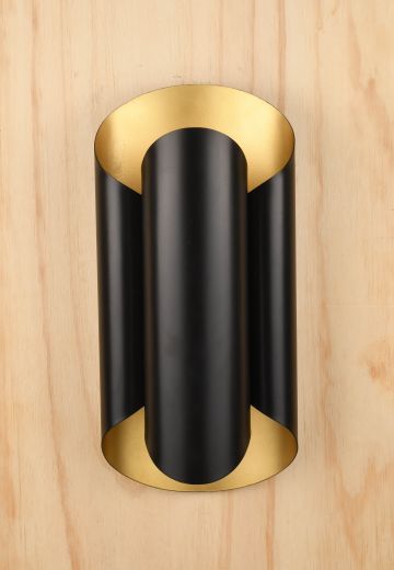 Black & Brass Two Light Up-Down Abstract Wall Sconce