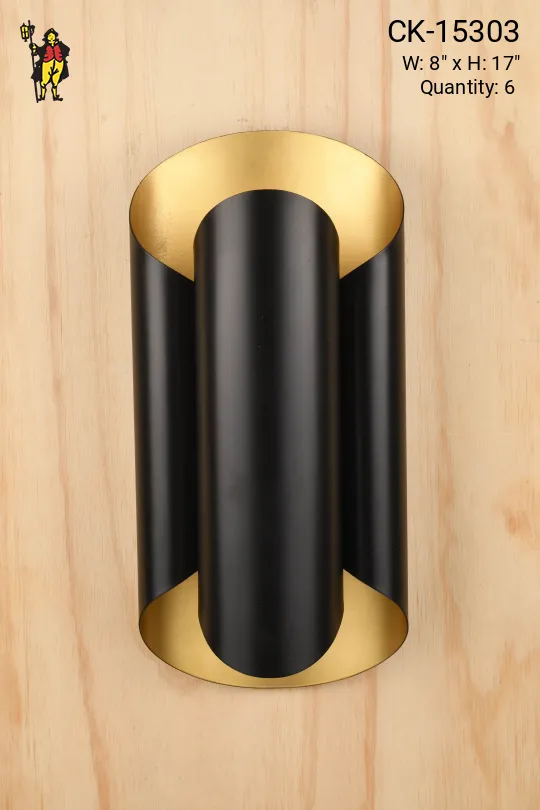 Black & Brass Two Light Up-Down Abstract Wall Sconce