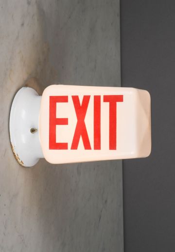 Vintage Glass "Exit" Wall Light