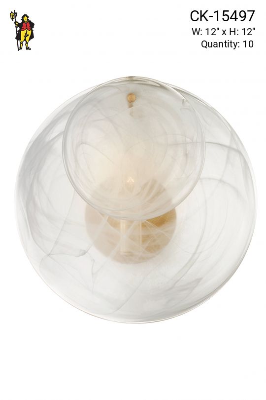 12" White Strie Glass One Light Wall Sconce