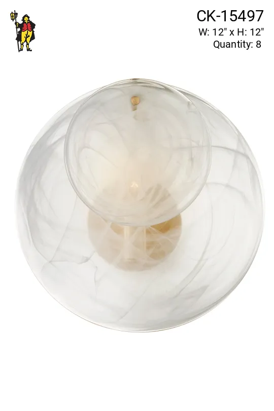 12" White Strie Glass One Light Wall Sconce