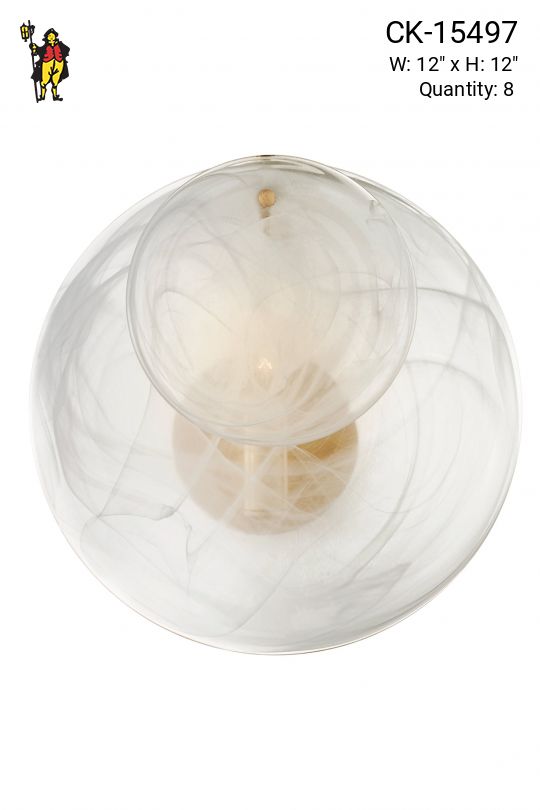 12" White Strie Glass One Light Wall Sconce