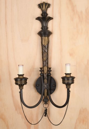 Antique Brass & Bronze Two Candle Wall Sconce