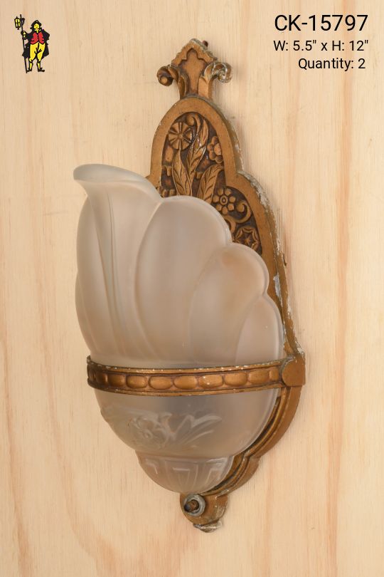 Antique Brass Art Deco Pocket Sconce