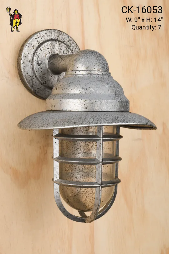 Distressed Metal Shaded Cage Wall Sconce