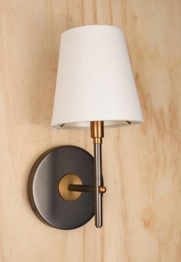Flat Black & Antique Brass Single Candle Wall Sconce
