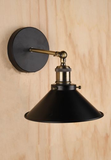 Black Metal Shaded Down Light Wall Sconce